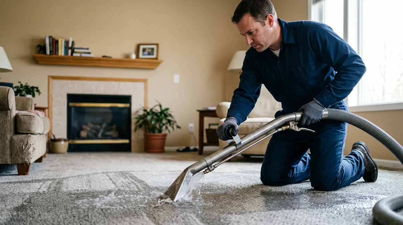 Water damage restoration technician working near Byfield, MA